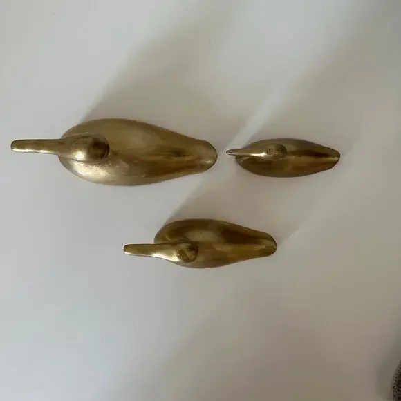 Set of 3 Solid Brass Sitting Ducks Vintage MCM - Picture 2 of 7